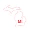 Michigan US state map outline dotted border
