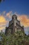 MICKVE ISRAEL TEMPLE in Savannah Georgia with orange clouds