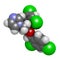 Miconazole antifungal drug molecule. Imidazole class antimycotic, used in treatment of athlete`s foot, ringworm, yeast infections