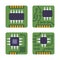 Micro Chip Processor Icons Set. CPU Electronic Component. Vector