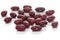 Micro close-up and details of dark red Indian Rajma  Phaselous vulgaris  or French Bean or Kidney Bean isolated over white