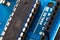 Micro controller close-up, ANALOG IN Input pin detail. Open source microcontroller for DIY projects. Stem activities with