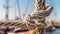 Micro image of a rope on a sailboat. Generative AI.