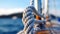 Micro image of a rope on a sailboat. Generative AI.