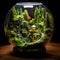 Micro Jungle: An enchanting realm of thriving moss and ferns in a miniature world
