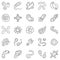 Microbe and Bacteria outline icons set - Microorganism and Virus concept vector symbols