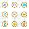 Microbe icons set, cartoon style