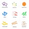 Microbe icons set, flat style