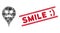 Microbe Mosaic Gentleman Smiley Map Marker Icon and Textured Smile Smile Stamp with Lines