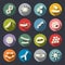 Microbes types flat vector icon set