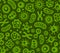 Microbes, Virus and Bacteria Green Seamless Pattern. Vector