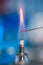 Microbiological inoculation loop in a flame