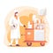 Microbiologist, physician in vector style, professions of the world, pastel