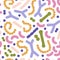Microbiome seamless pattern. Probiotic bacteria background with lactobacillus, bifidobacteria, acidophilus. Flat simple