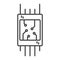 Microchip icon. A simple line drawing of a general view of any electronics board. Brackets for soldering on both sides
