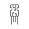 Microchip icon. A simple line drawing of a general view of any electronics board. Soldering brackets on one side