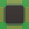 Microchip unit on green plate