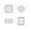 Microcircuits linear icons set