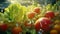 A microcosm of beauty, where dewdrops enhance the allure of fresh veggies