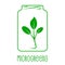 Microgreens Logo. Plant in a glass jar. Seed and living microgreens packaging design