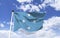 Micronesia Flag Mockup, fluttering under a blue sky