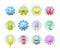 Microorganism, bacteria, microbes, cute germs, virus cell, bacillus with funny smiley faces. Viruses bacteria emoticon, microbe