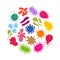 Microorganism and primitive infection virus. Bacteria and germs vector icons