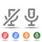 Microphone audio muted and unmuted icon vector