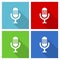 Microphone, audio, record, radio icon set, flat design vector illustration in eps 10 for webdesign and mobile applications in four