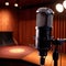 Microphone audio recording equipment in studio environment