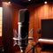 Microphone audio recording equipment in studio environment