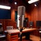 Microphone audio recording equipment in studio environment