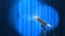 Microphone and a Blue Curtain with Rotating Spotlights, Beautiful Seamless Looped 3d Animation. 4K