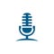 Microphone Blue Icon On White Background. Blue Flat Style Vector Illustration