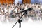 Microphone on Blurred many people seminar Meeting room business big hall Conference background