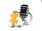 Microphone character with jigsaw puzzle