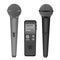 Microphone and dictaphone vector flat icons illustration. Audio technology equipment.