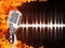 Microphone on Fire Background