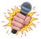 Microphone Fist Hand Explosion Pop Art Cartoon