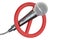 Microphone with forbidden symbol, 3D rendering