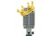 Microphone with golden crown, 3D rendering