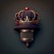 Microphone with golden crown. Crown symbolizes leadership in radio ratings. Professional condenser microphone.