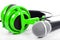 Microphone and green headphones