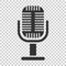 Microphone icon in flat style. Mic broadcast vector illustration