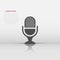 Microphone icon in flat style. Mic broadcast vector illustration on white isolated background. Microphone mike speech business