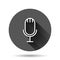 Microphone icon in flat style. Studio mike vector illustration on black round background with long shadow effect. Audio record