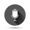 Microphone icon in flat style. Studio mike vector illustration on black round background with long shadow effect. Audio record