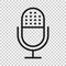 Microphone icon in flat style. Studio mike vector illustration on white isolated background. Audio record business concept