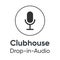 Microphone icon for invite in Clubhouse. Black silhouette on white background. Broadcasting microphone icon.