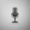 Microphone icon isolated on grey background. On air radio mic microphone. Speaker sign. Flat design. Vector